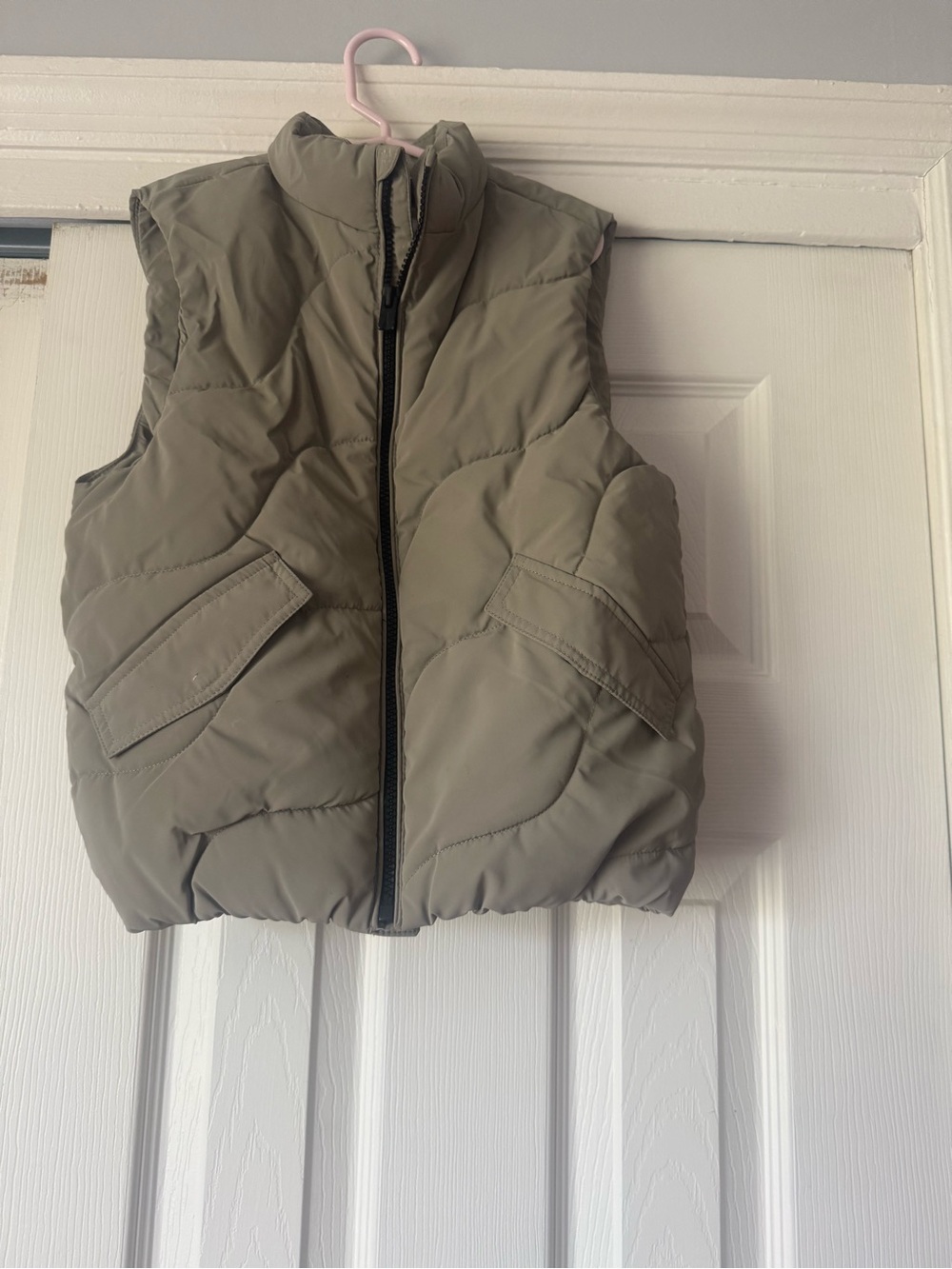 ZARA Kids Quilted Vest in Olive Green